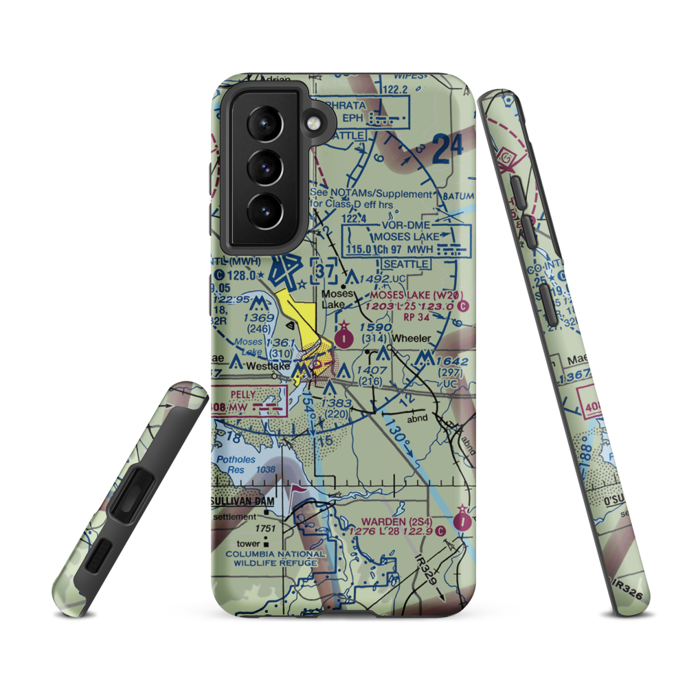 Moses Lake Municipal Airport (W20) VFR Sectional Samsung Phone Case Samsung Galaxy S21 Ultra model shown