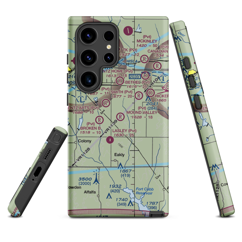Mound Valley Farm Airport (OK77) VFR Sectional Samsung Phone Case Samsung Galaxy S24 Ultra model shown