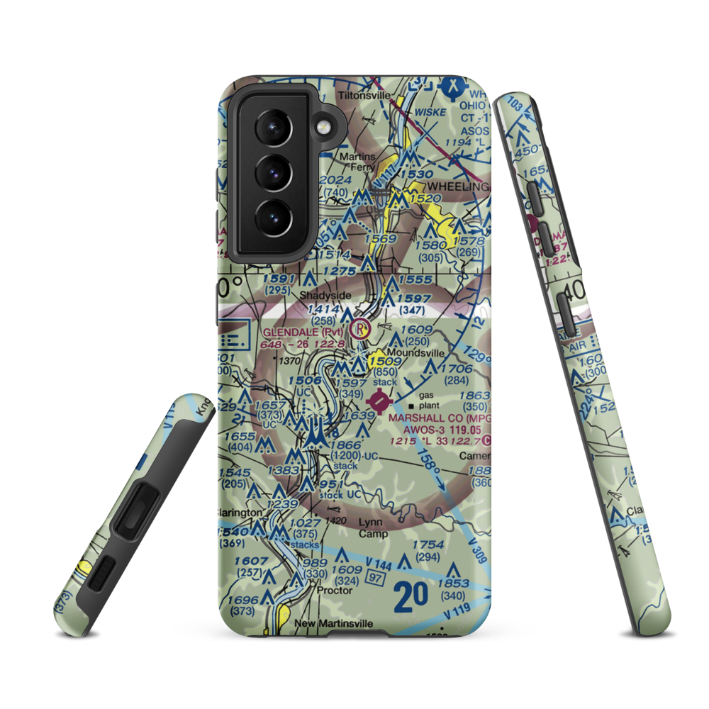 Moundsville Seaplane Base (WV44) VFR Sectional Samsung Phone Case Samsung Galaxy S21 Ultra model shown