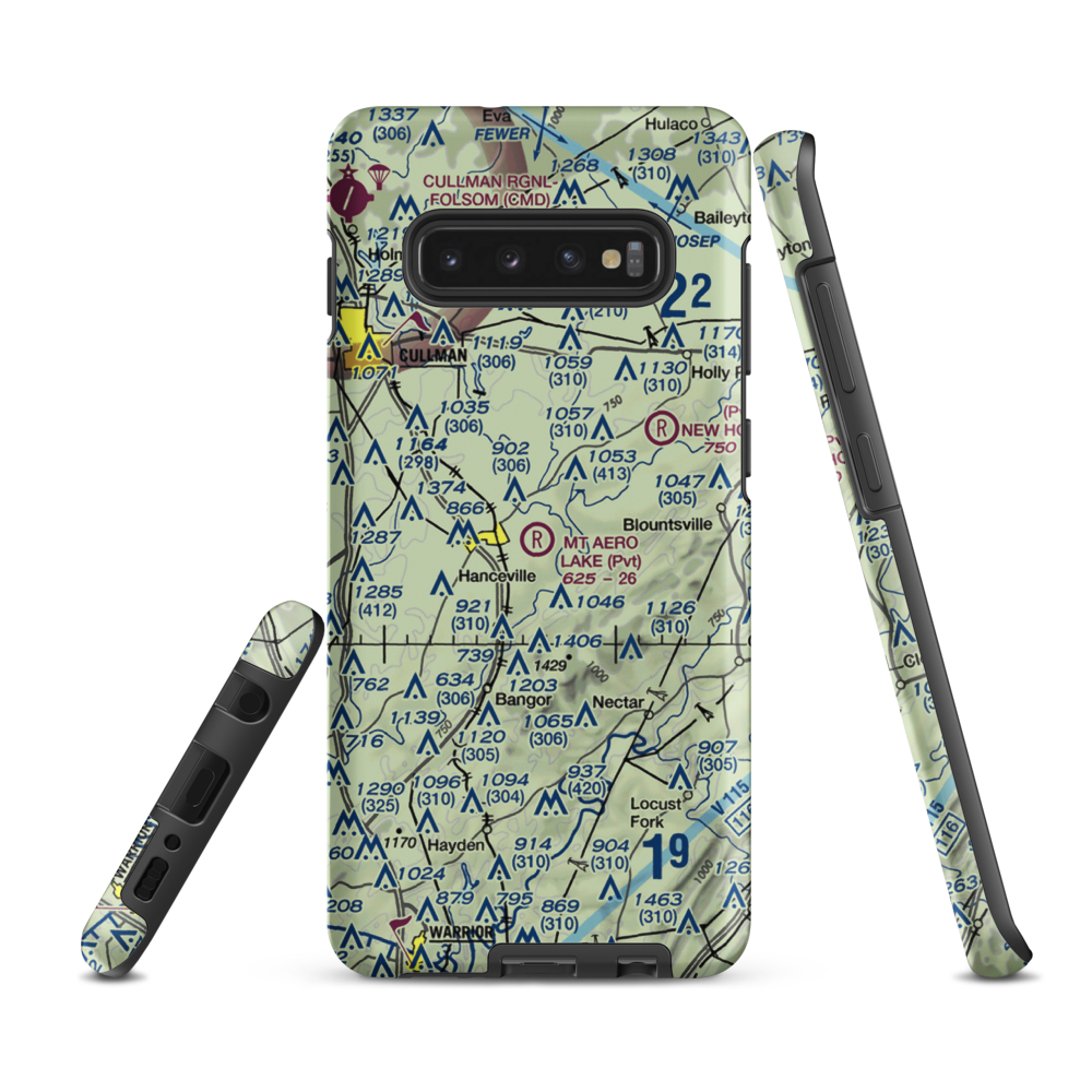Mount Aero Lake Farm Airport (2AL7) VFR Sectional Samsung Phone Case Samsung Galaxy S10 Plus model shown