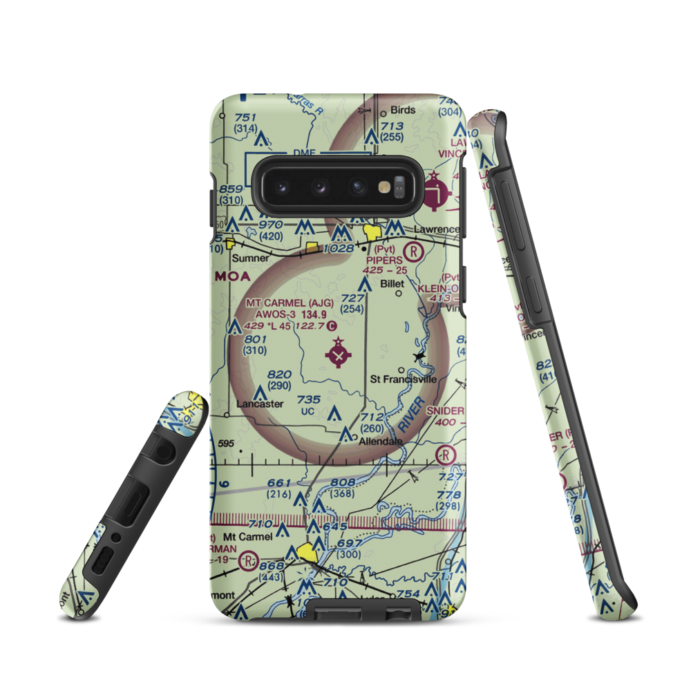 Mount Carmel Municipal Airport (AJG) VFR Sectional Samsung Phone Case Samsung Galaxy S10 model shown