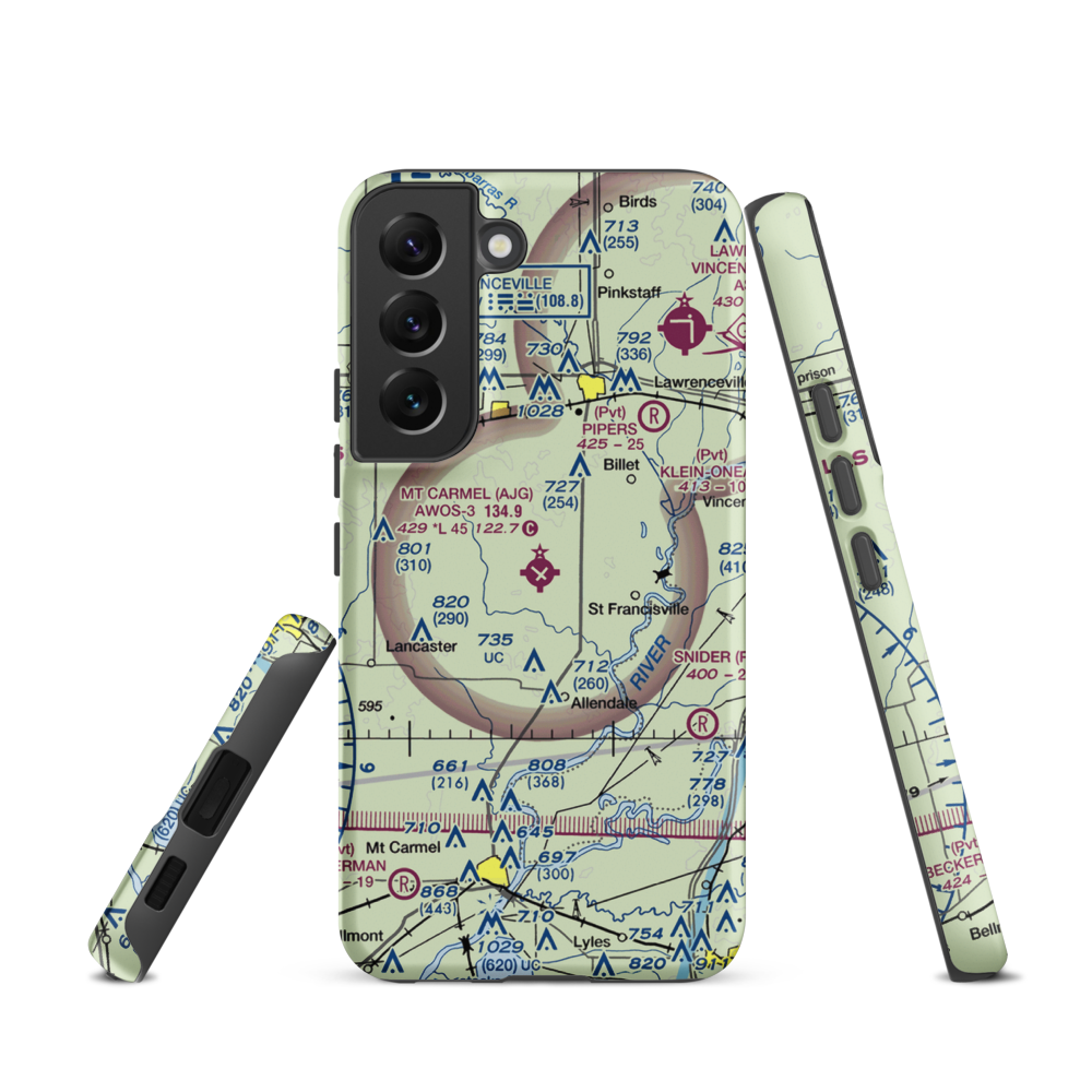 Mount Carmel Municipal Airport (AJG) VFR Sectional Samsung Phone Case Samsung Galaxy S22 model shown