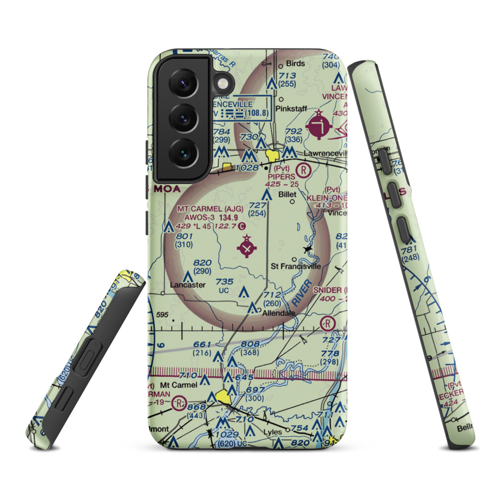 Mount Carmel Municipal Airport (AJG) VFR Sectional Samsung Phone Case Samsung Galaxy S22 Plus model shown
