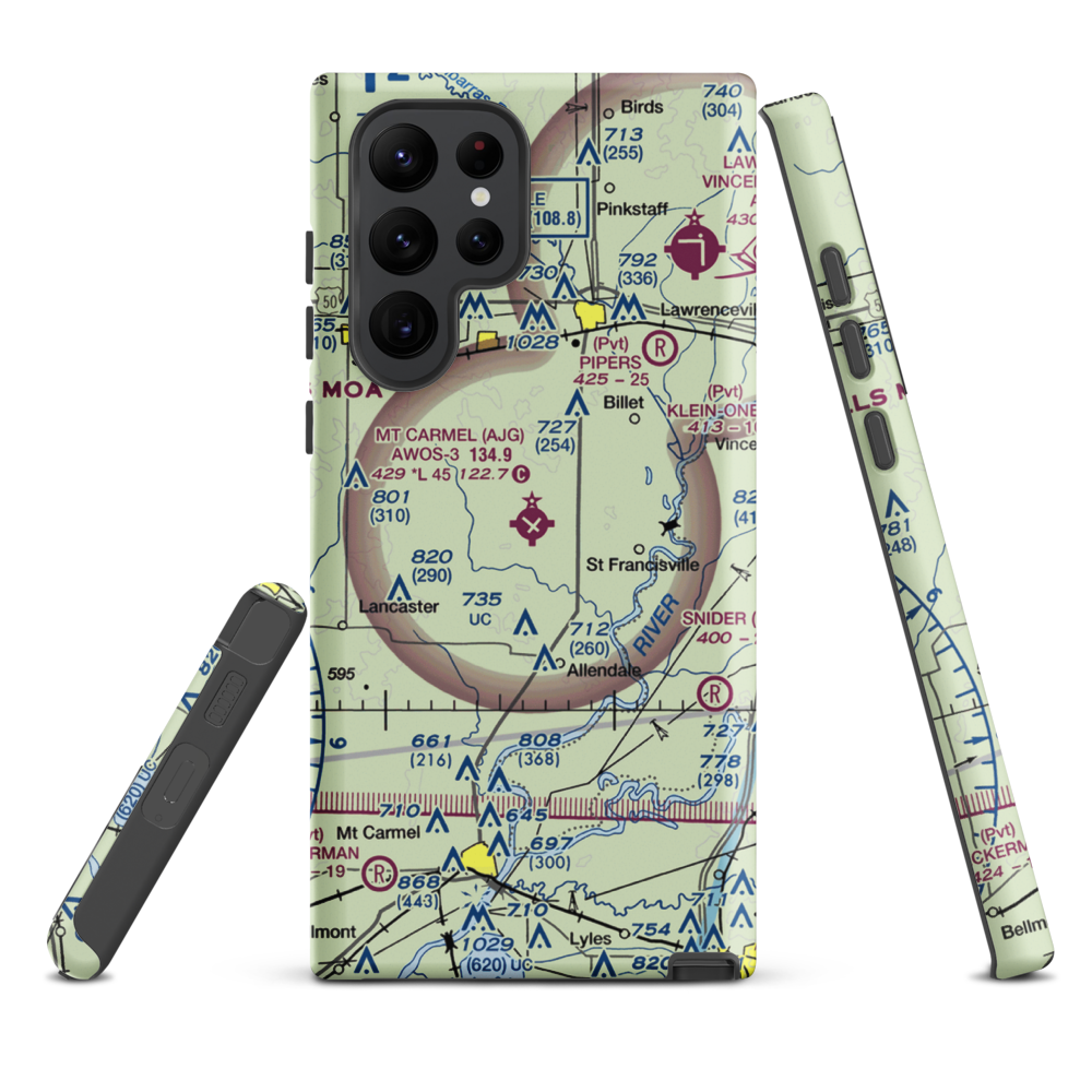 Mount Carmel Municipal Airport (AJG) VFR Sectional Samsung Phone Case Samsung Galaxy S22 Ultra model shown