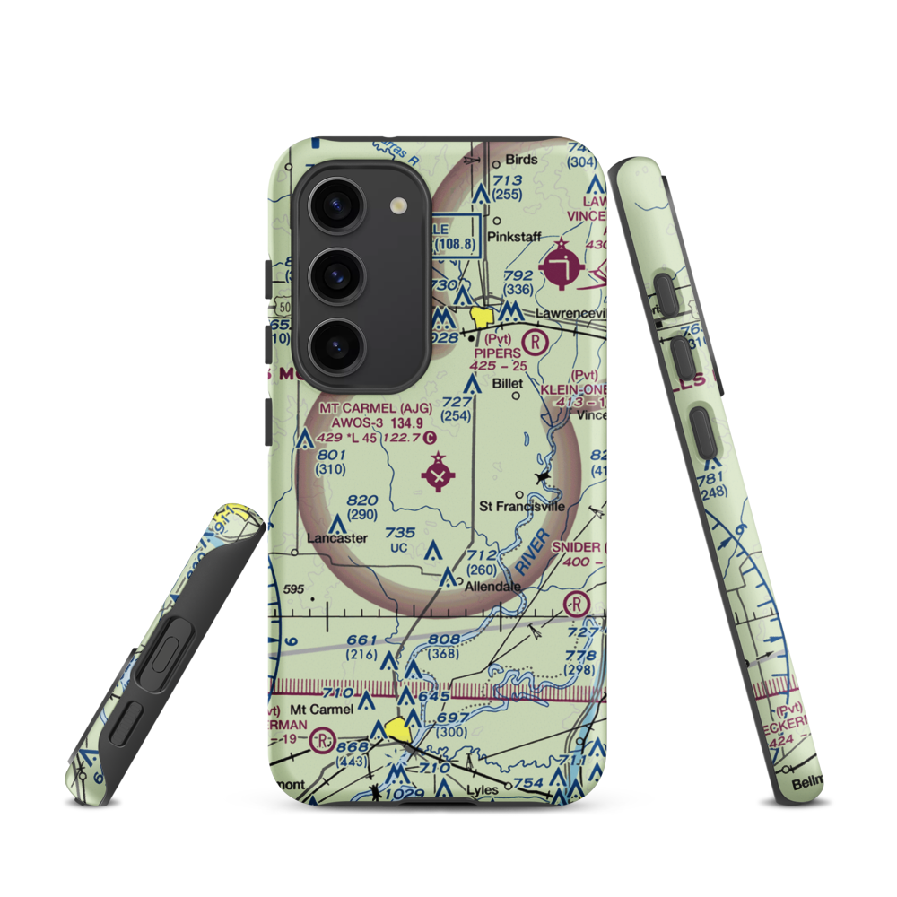 Mount Carmel Municipal Airport (AJG) VFR Sectional Samsung Phone Case Samsung Galaxy S23 model shown