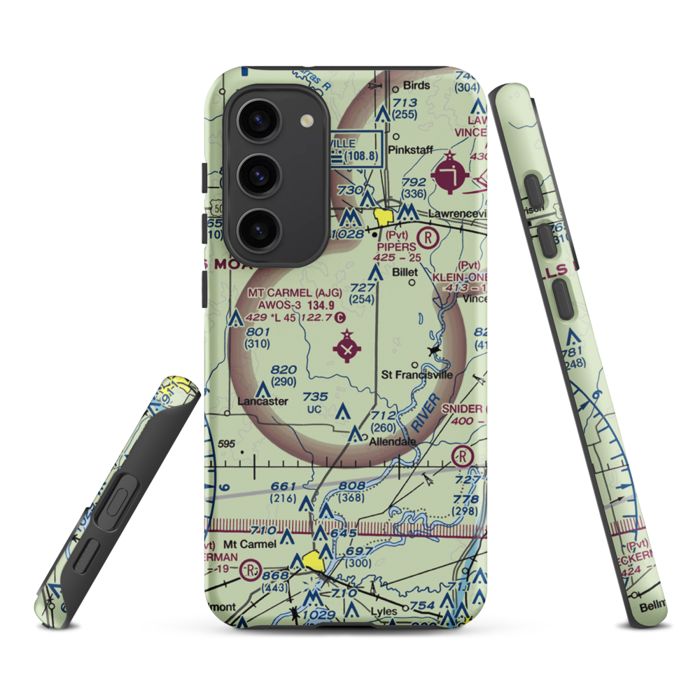 Mount Carmel Municipal Airport (AJG) VFR Sectional Samsung Phone Case Samsung Galaxy S23 Plus model shown