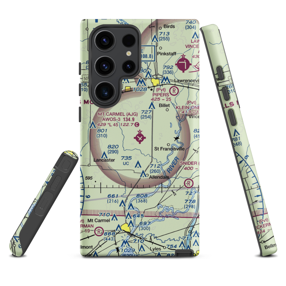 Mount Carmel Municipal Airport (AJG) VFR Sectional Samsung Phone Case Samsung Galaxy S23 Ultra model shown