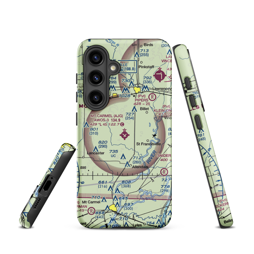 Mount Carmel Municipal Airport (AJG) VFR Sectional Samsung Phone Case Samsung Galaxy S24 model shown