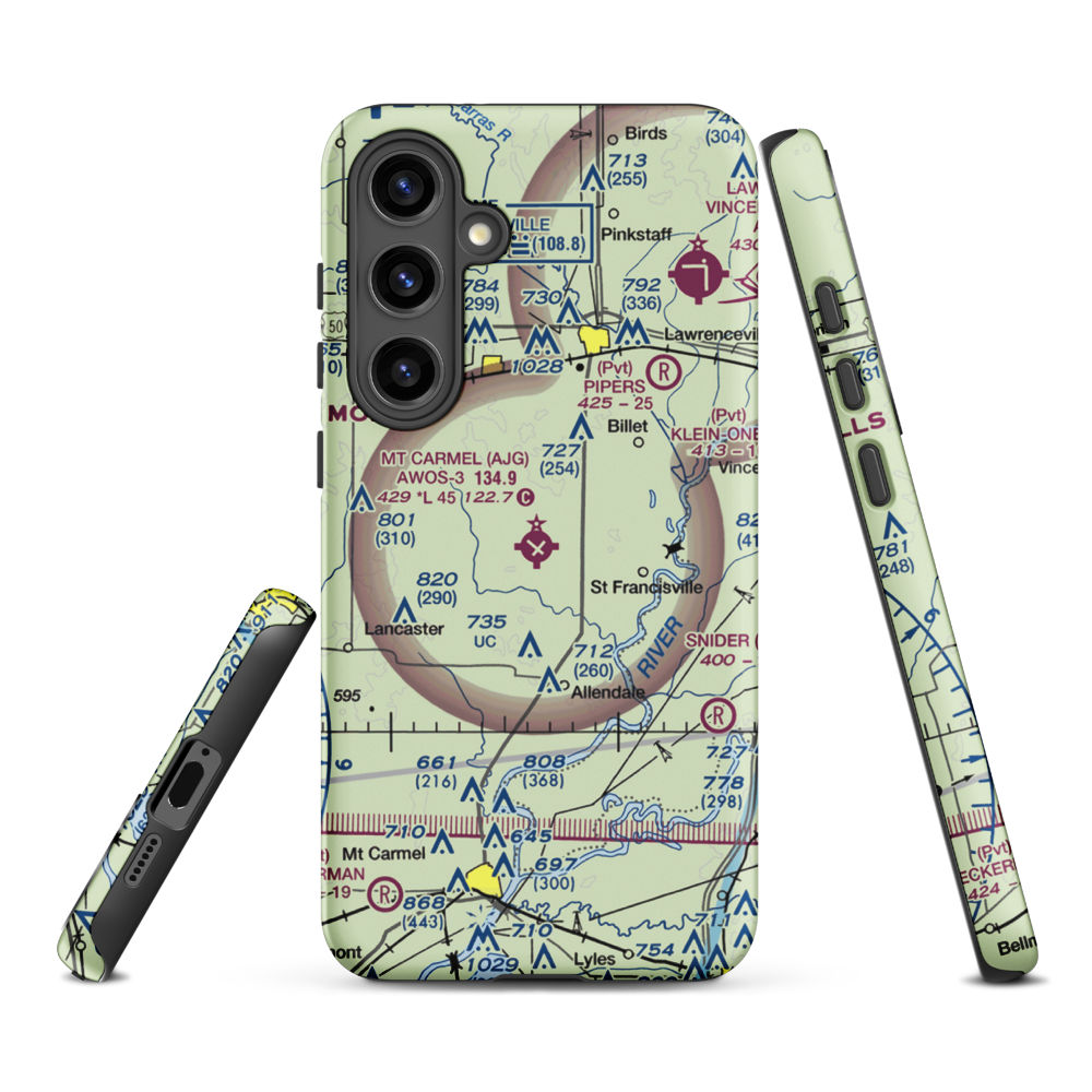 Mount Carmel Municipal Airport (AJG) VFR Sectional Samsung Phone Case Samsung Galaxy S24 Plus model shown