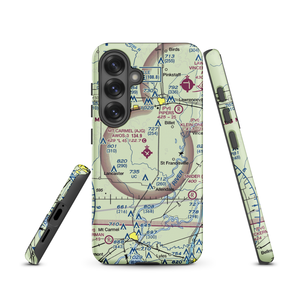 Mount Carmel Municipal Airport (AJG) VFR Sectional Samsung Phone Case Samsung Galaxy S25 model shown