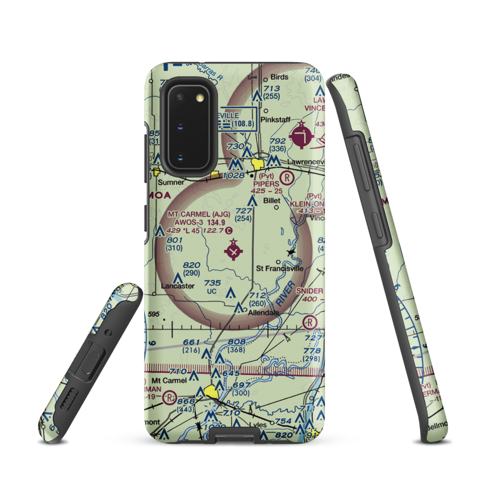 Mount Carmel Municipal Airport (AJG) VFR Sectional Samsung Phone Case Samsung Galaxy S20 model shown