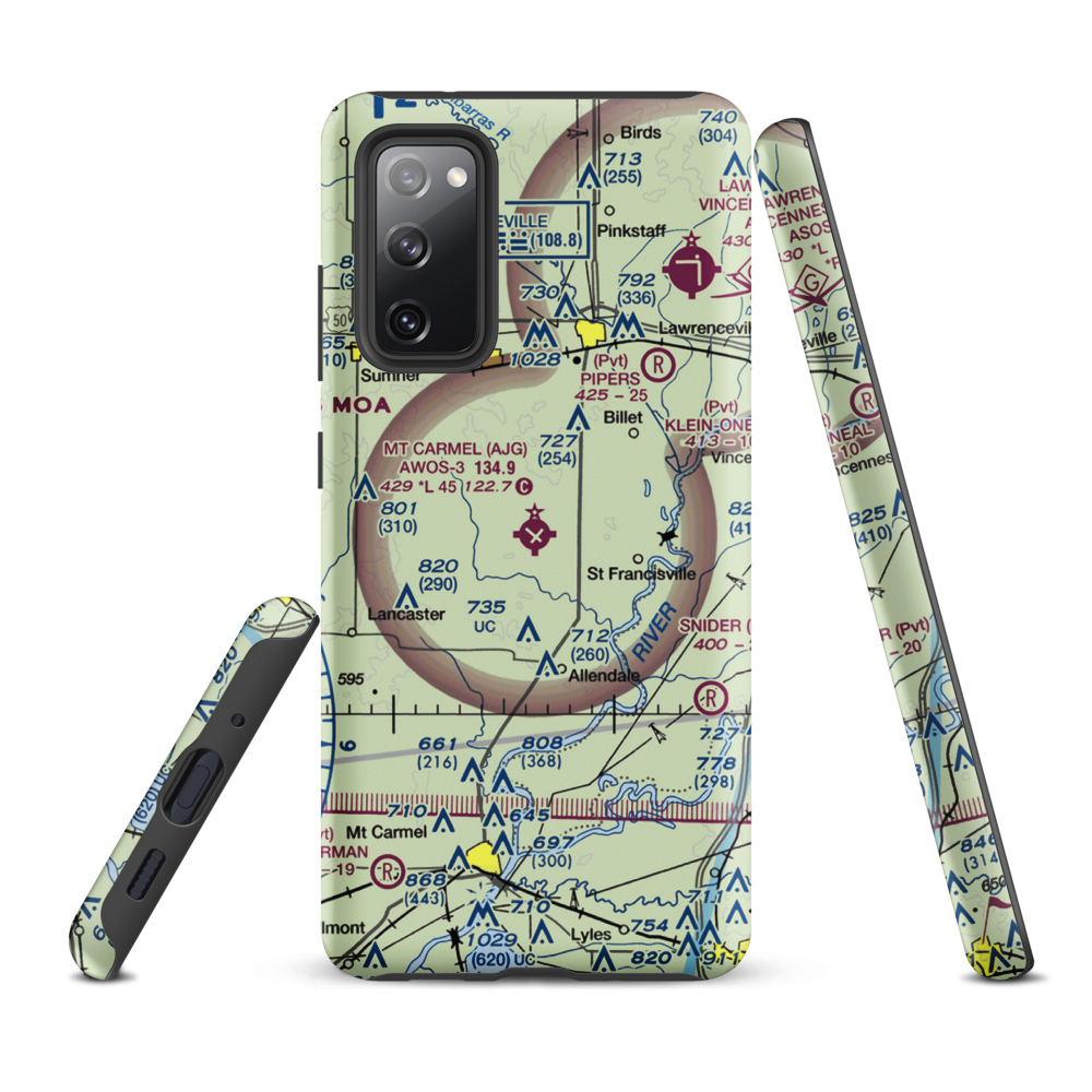 Mount Carmel Municipal Airport (AJG) VFR Sectional Samsung Phone Case Samsung Galaxy S20 FE model shown
