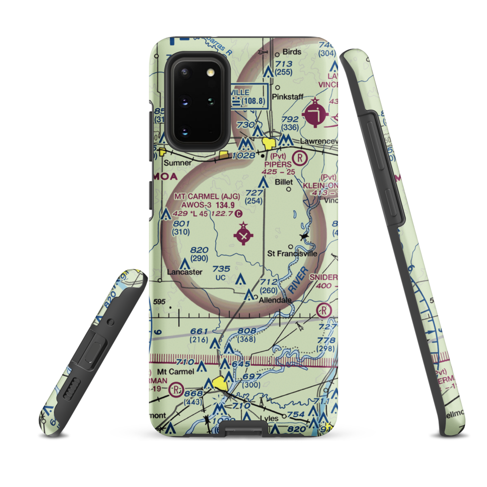 Mount Carmel Municipal Airport (AJG) VFR Sectional Samsung Phone Case Samsung Galaxy S20 Plus model shown