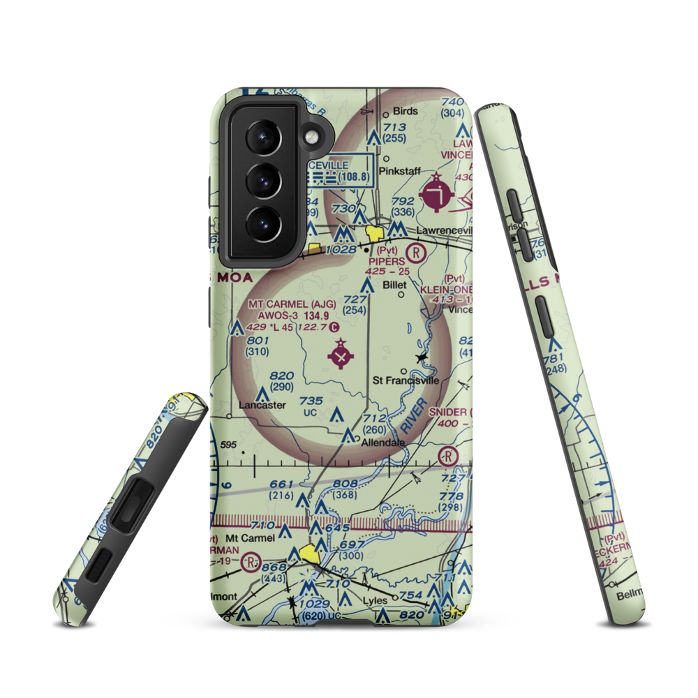 Mount Carmel Municipal Airport (AJG) VFR Sectional Samsung Phone Case Samsung Galaxy S21 model shown