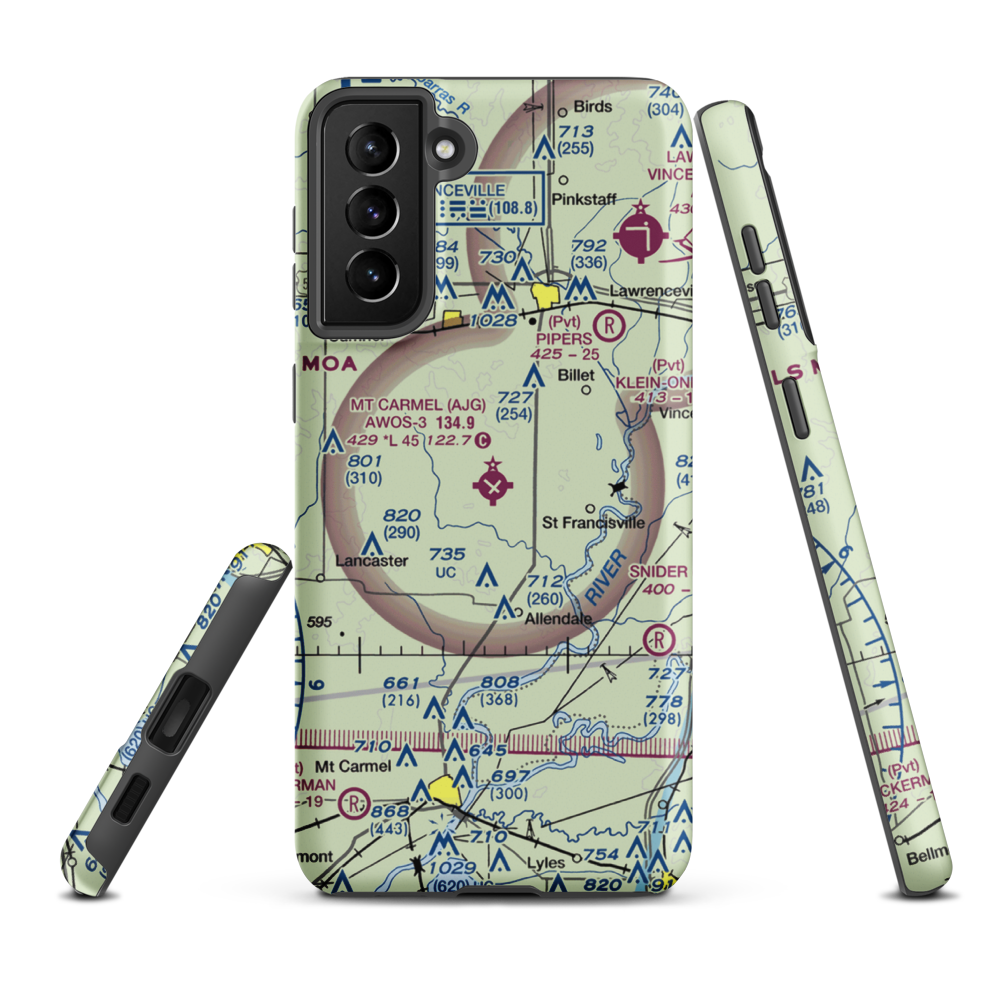 Mount Carmel Municipal Airport (AJG) VFR Sectional Samsung Phone Case Samsung Galaxy S21 Plus model shown