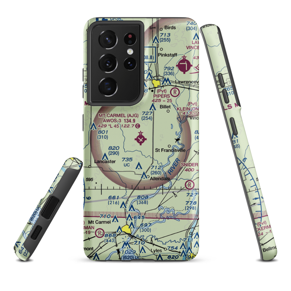 Mount Carmel Municipal Airport (AJG) VFR Sectional Samsung Phone Case Samsung Galaxy S21 Ultra model shown