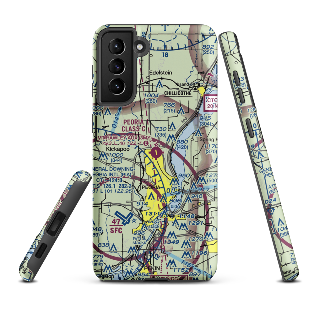 Mount Hawley Auxiliary Airport (3MY) VFR Sectional Samsung Phone Case Samsung Galaxy S21 Plus model shown