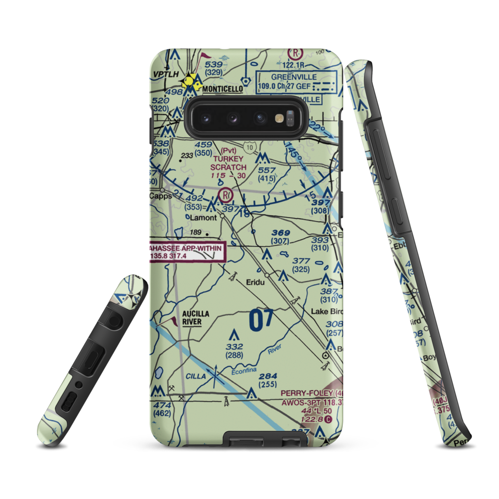 Mount Olive Farm Airport (2FA9) VFR Sectional Samsung Phone Case Samsung Galaxy S10 Plus model shown