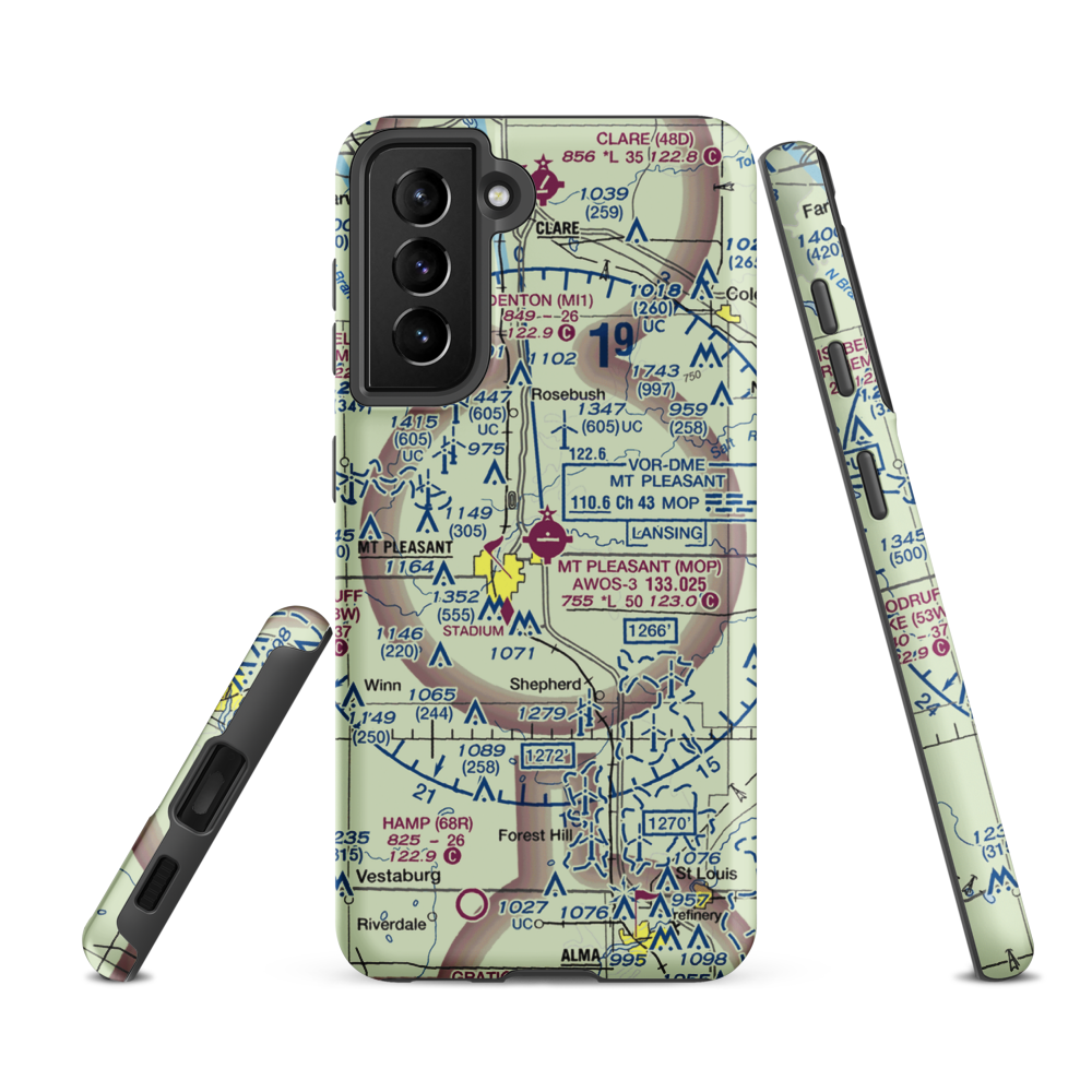 Mount Pleasant Municipal Airport (MOP) VFR Sectional Samsung Phone Case Samsung Galaxy S21 FE model shown