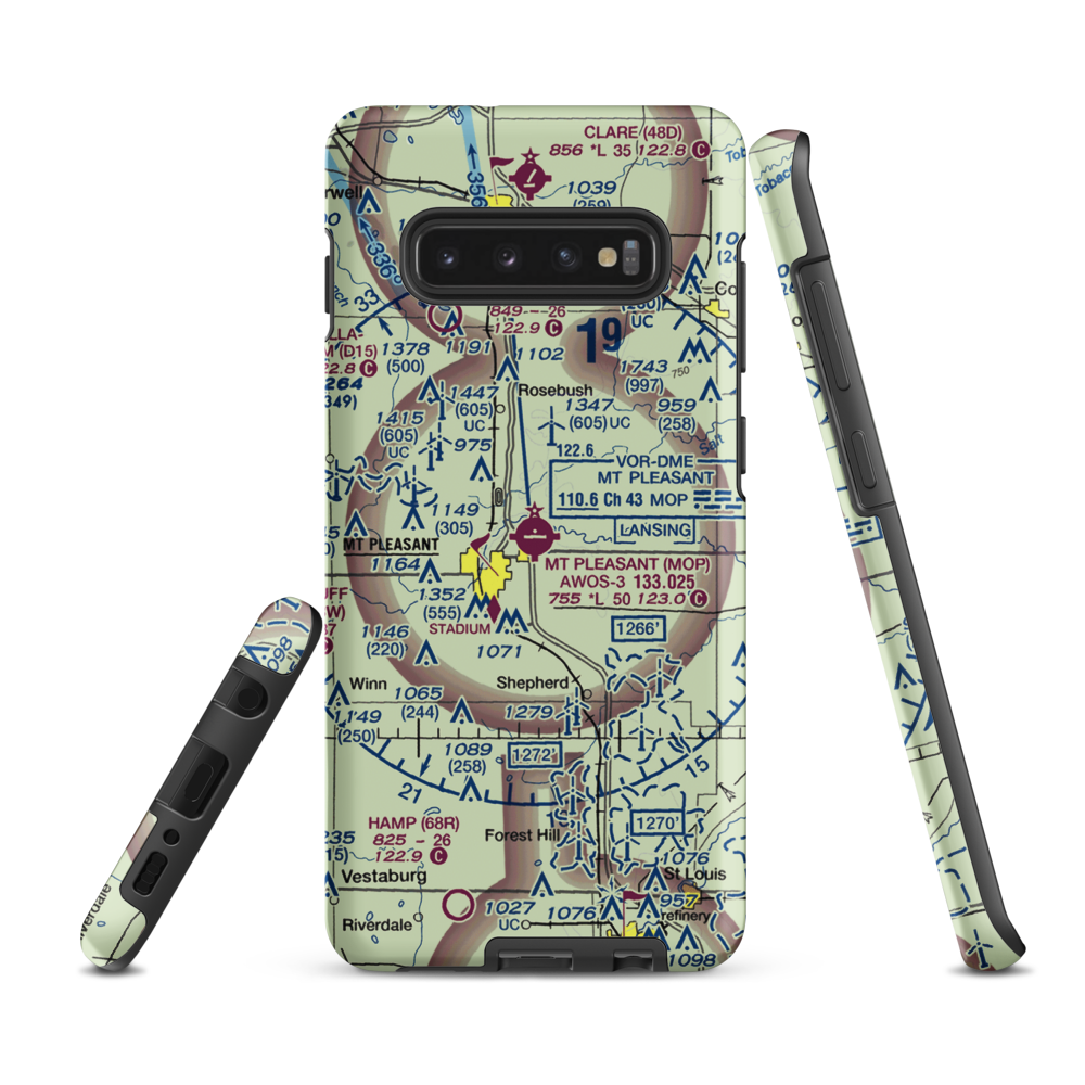 Mount Pleasant Municipal Airport (MOP) VFR Sectional Samsung Phone Case Samsung Galaxy S10e model shown