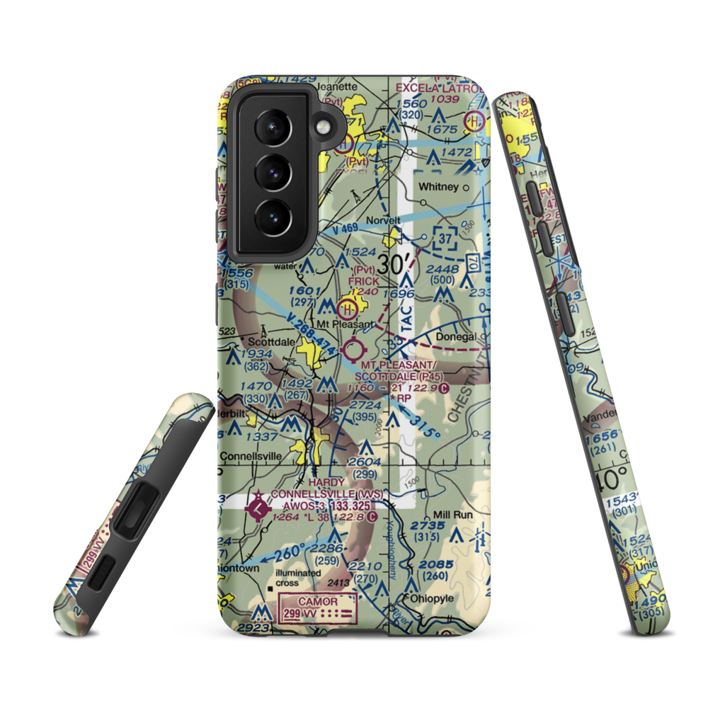 Mount Pleasant/Scottdale Airport (P45) VFR Sectional Samsung Phone Case Samsung Galaxy S21 FE model shown