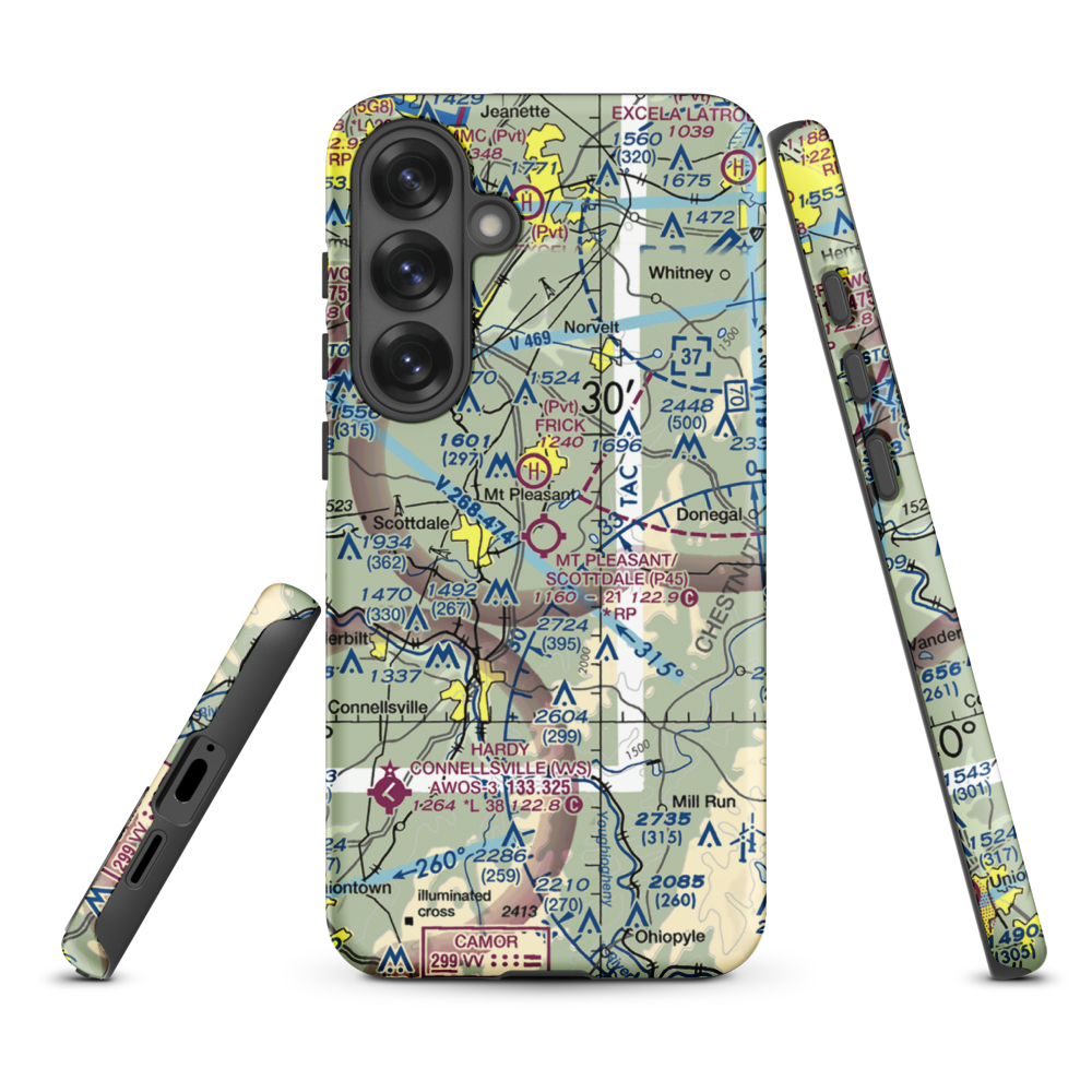 Mount Pleasant/Scottdale Airport (P45) VFR Sectional Samsung Phone Case Samsung Galaxy S25 Plus model shown