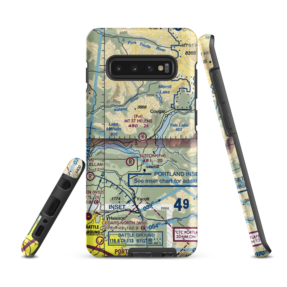 Mount St Helen's Aero Ranch Airport (WN10) VFR Sectional Samsung Phone Case Samsung Galaxy S10e model shown