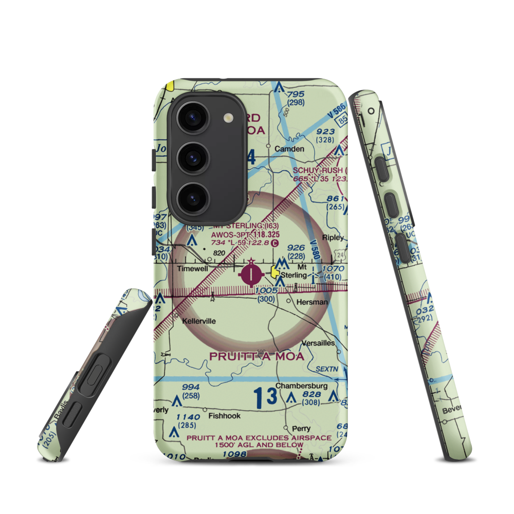 Mount Sterling Municipal Airport (I63) VFR Sectional Samsung Phone Case Samsung Galaxy S23 model shown