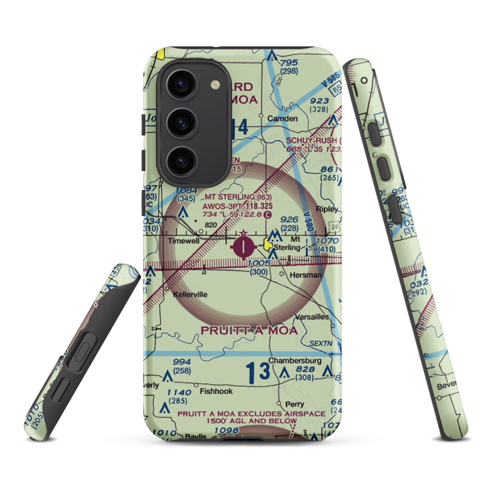 Mount Sterling Municipal Airport (I63) VFR Sectional Samsung Phone Case Samsung Galaxy S23 Plus model shown
