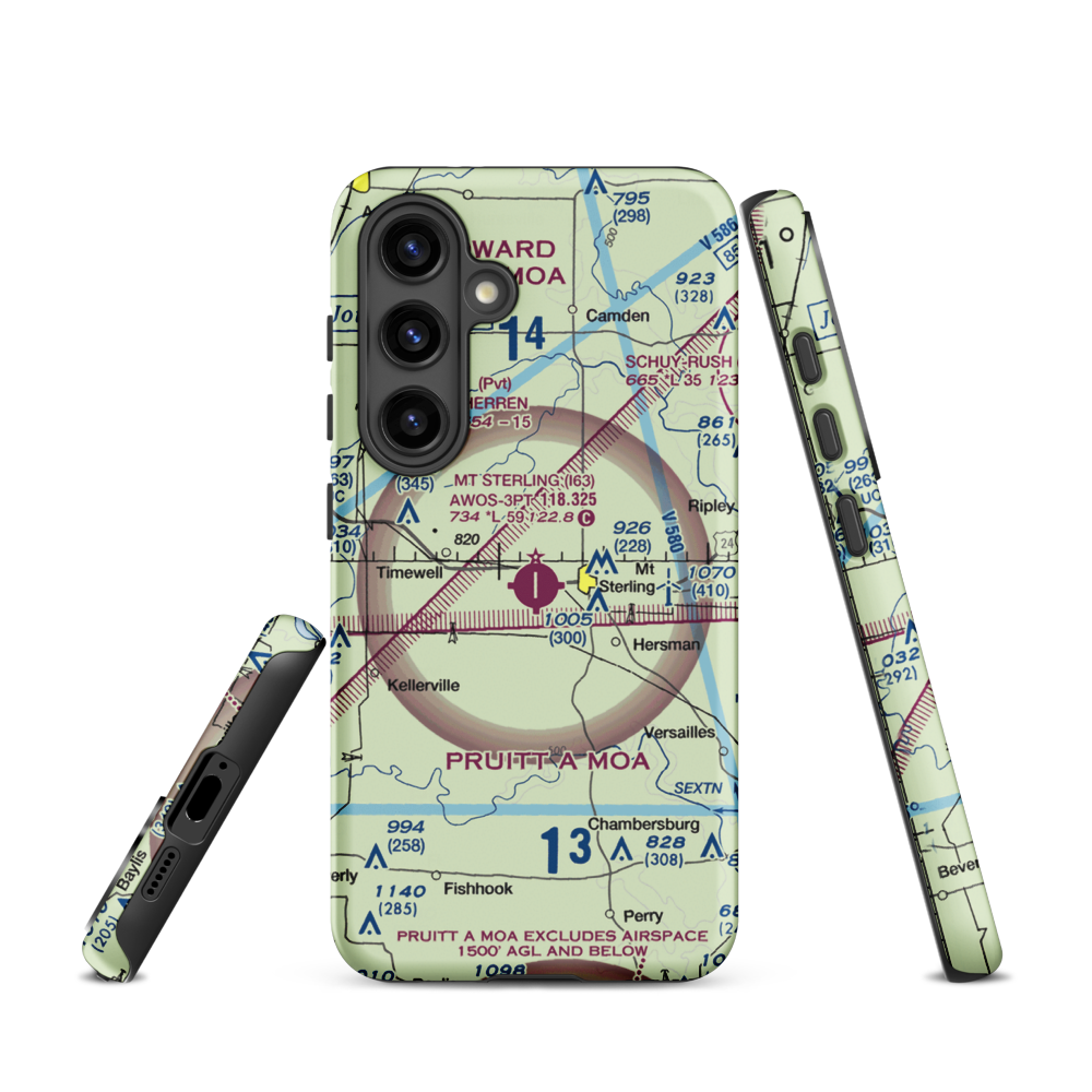 Mount Sterling Municipal Airport (I63) VFR Sectional Samsung Phone Case Samsung Galaxy S24 model shown