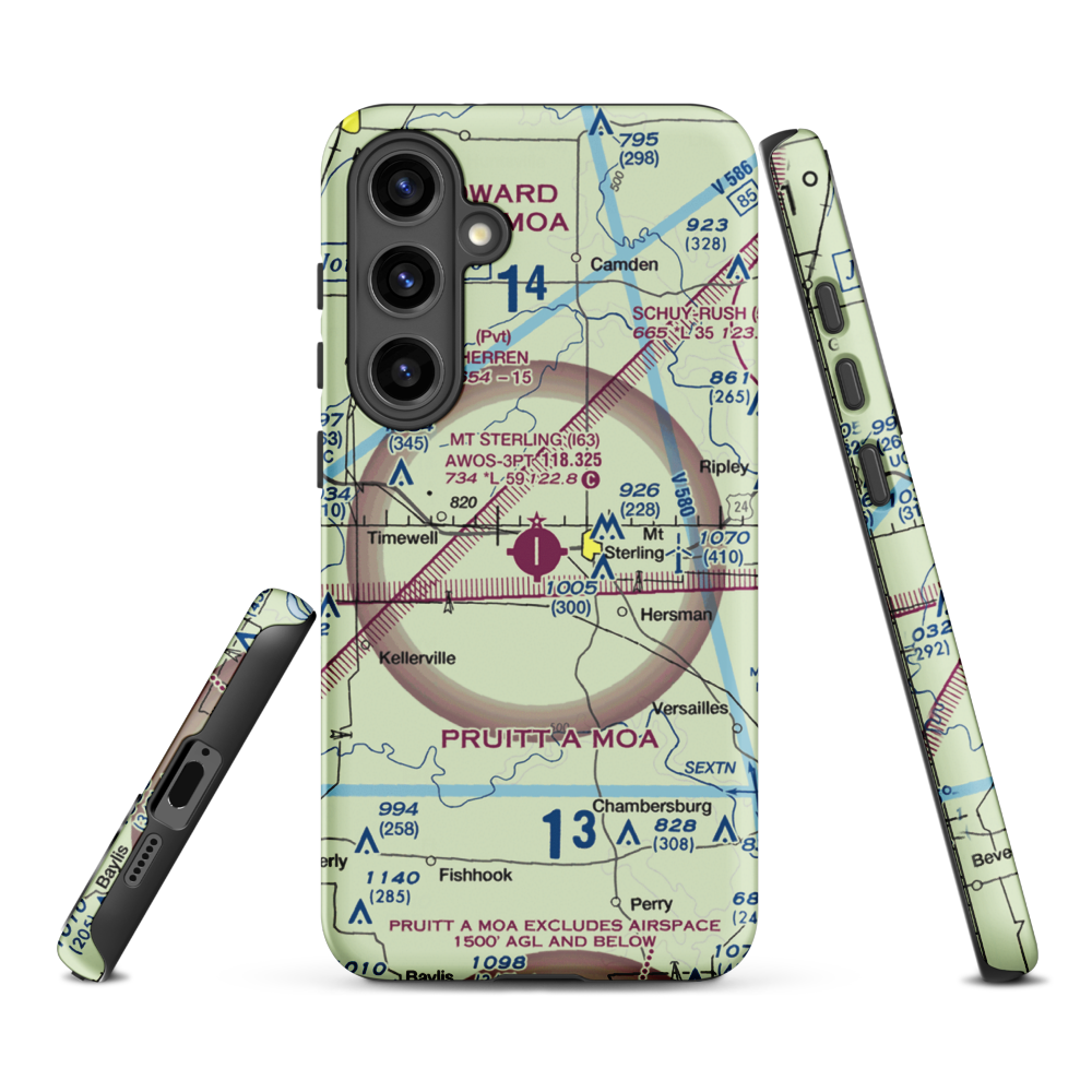 Mount Sterling Municipal Airport (I63) VFR Sectional Samsung Phone Case Samsung Galaxy S24 Plus model shown