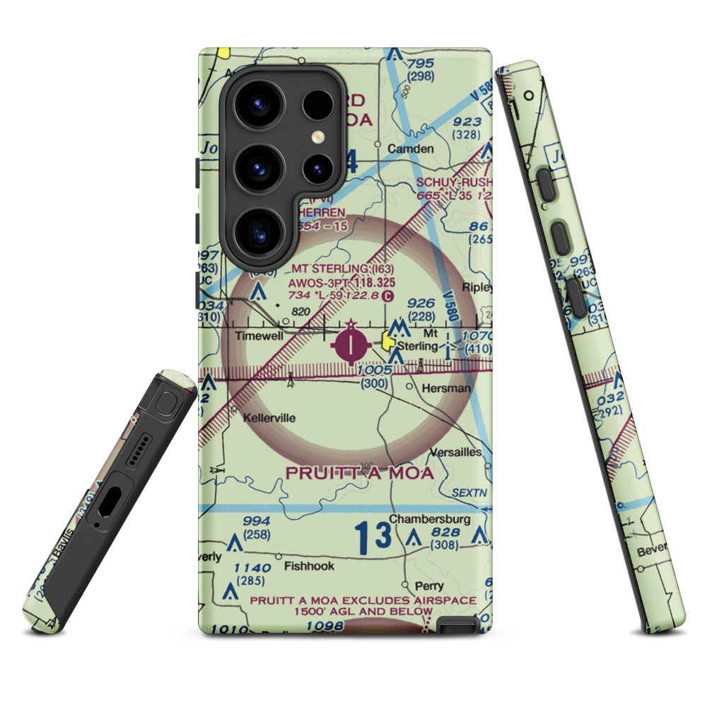 Mount Sterling Municipal Airport (I63) VFR Sectional Samsung Phone Case Samsung Galaxy S24 Ultra model shown