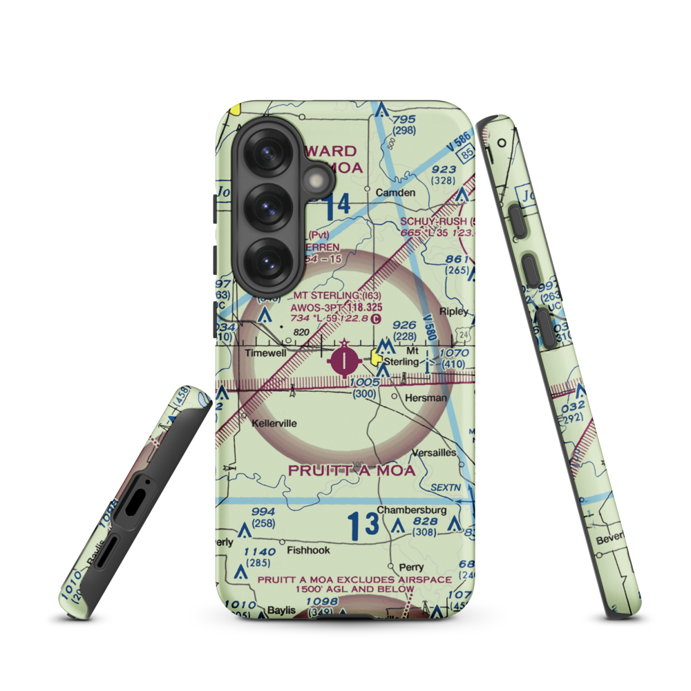Mount Sterling Municipal Airport (I63) VFR Sectional Samsung Phone Case Samsung Galaxy S25 model shown