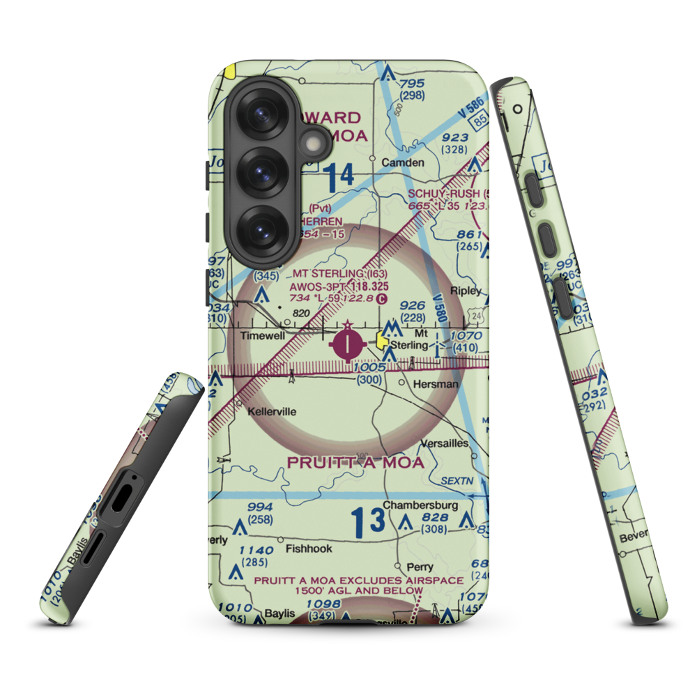 Mount Sterling Municipal Airport (I63) VFR Sectional Samsung Phone Case Samsung Galaxy S25 Plus model shown