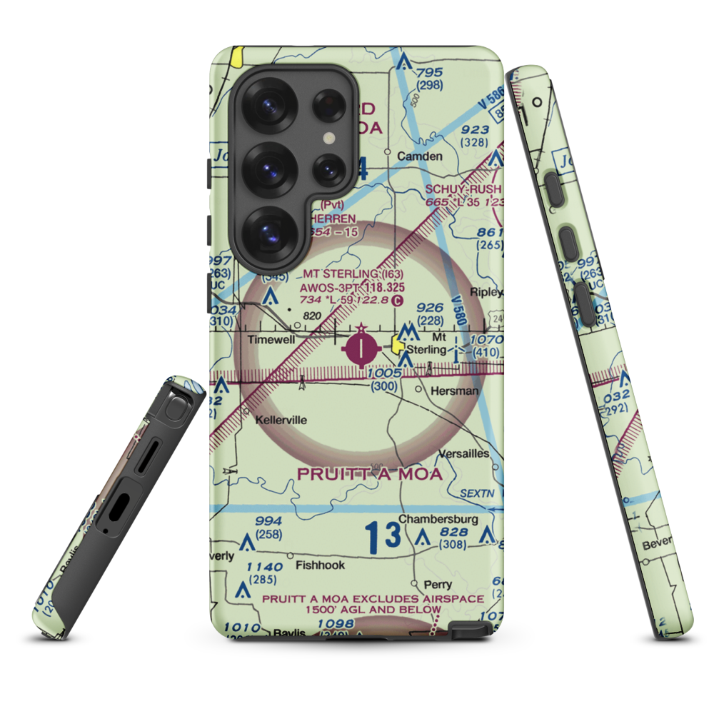 Mount Sterling Municipal Airport (I63) VFR Sectional Samsung Phone Case Samsung Galaxy S25 Ultra model shown