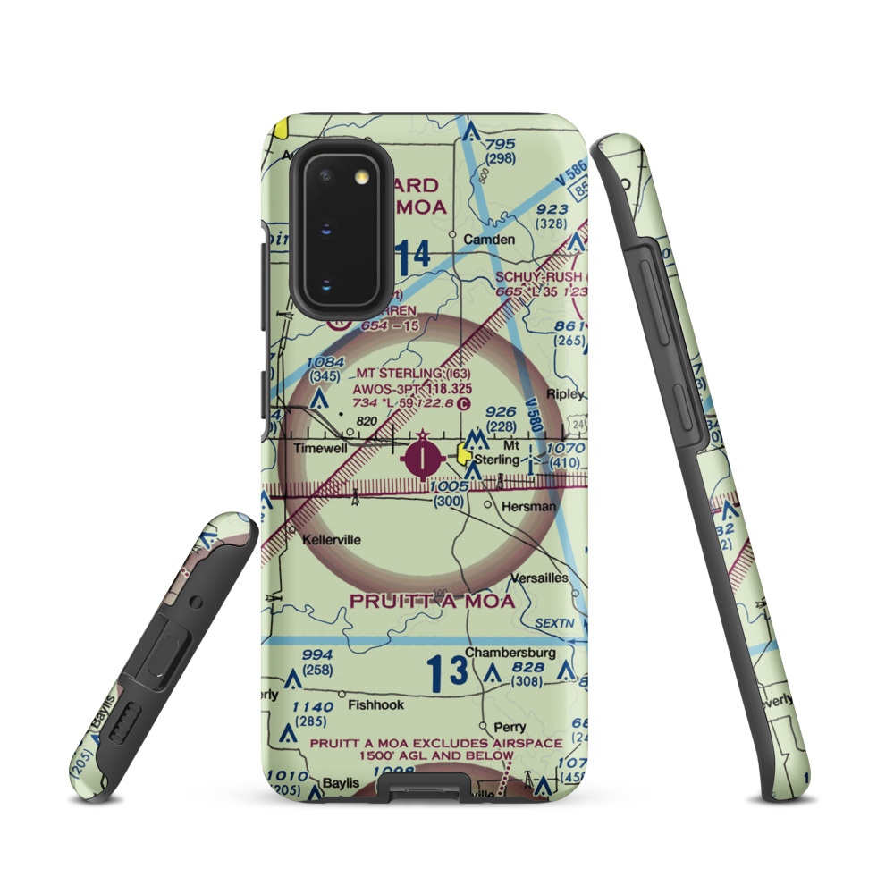 Mount Sterling Municipal Airport (I63) VFR Sectional Samsung Phone Case Samsung Galaxy S20 model shown