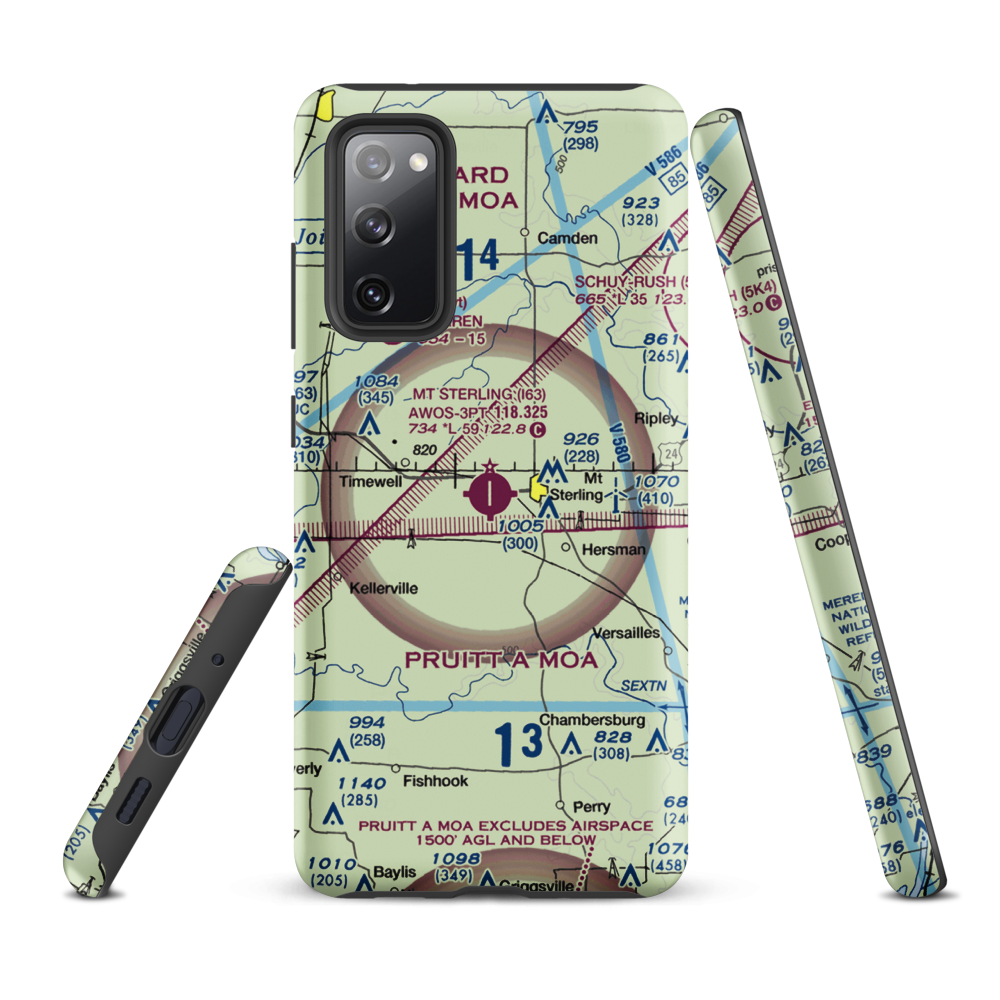 Mount Sterling Municipal Airport (I63) VFR Sectional Samsung Phone Case Samsung Galaxy S20 FE model shown