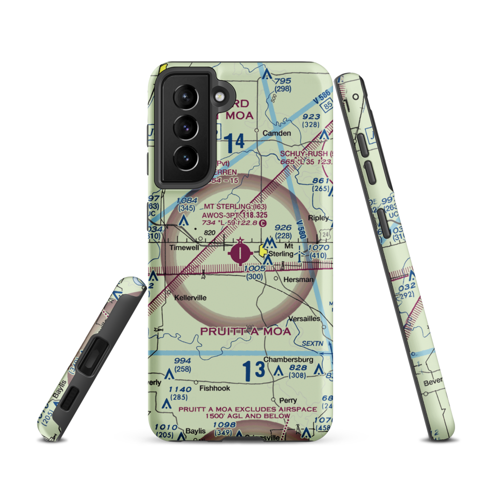 Mount Sterling Municipal Airport (I63) VFR Sectional Samsung Phone Case Samsung Galaxy S21 model shown