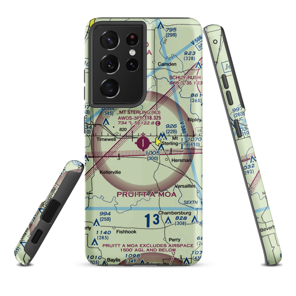 Mount Sterling Municipal Airport (I63) VFR Sectional Samsung Phone Case Samsung Galaxy S21 Ultra model shown