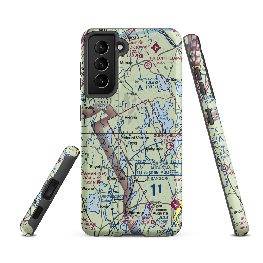 Mount Vernon Airport (ME36) VFR Sectional Samsung Phone Case Samsung Galaxy S21 FE model shown