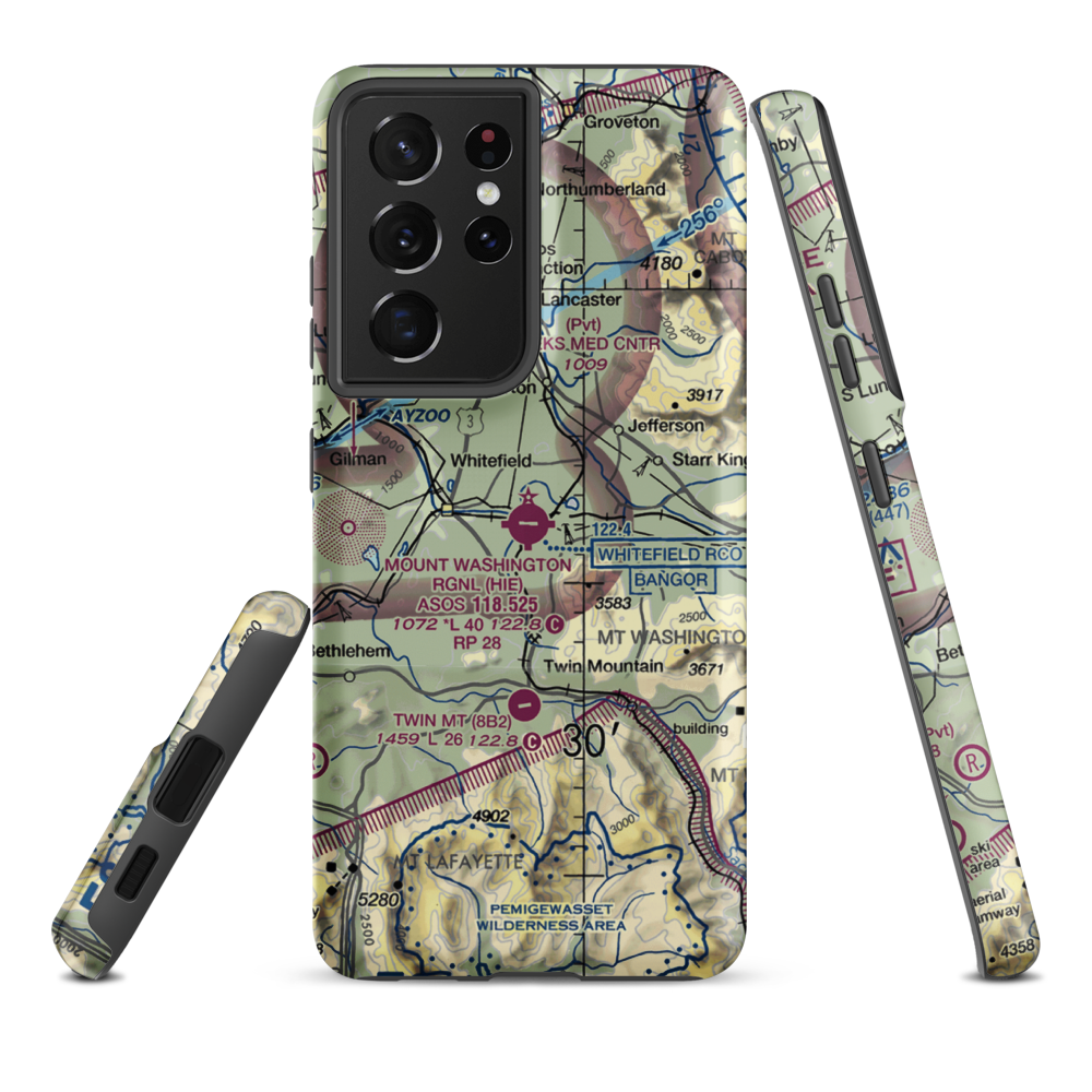 Mount Washington Regional Airport (HIE) VFR Sectional Samsung Phone Case Samsung Galaxy S21 Ultra model shown