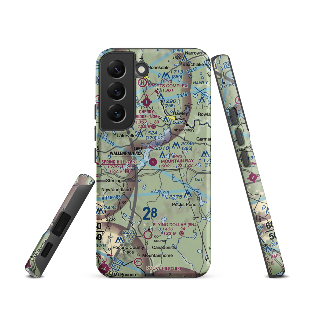 Mountain Bay Air Park Inc Airport (PA49) VFR Sectional Samsung Phone Case Samsung Galaxy S22 model shown