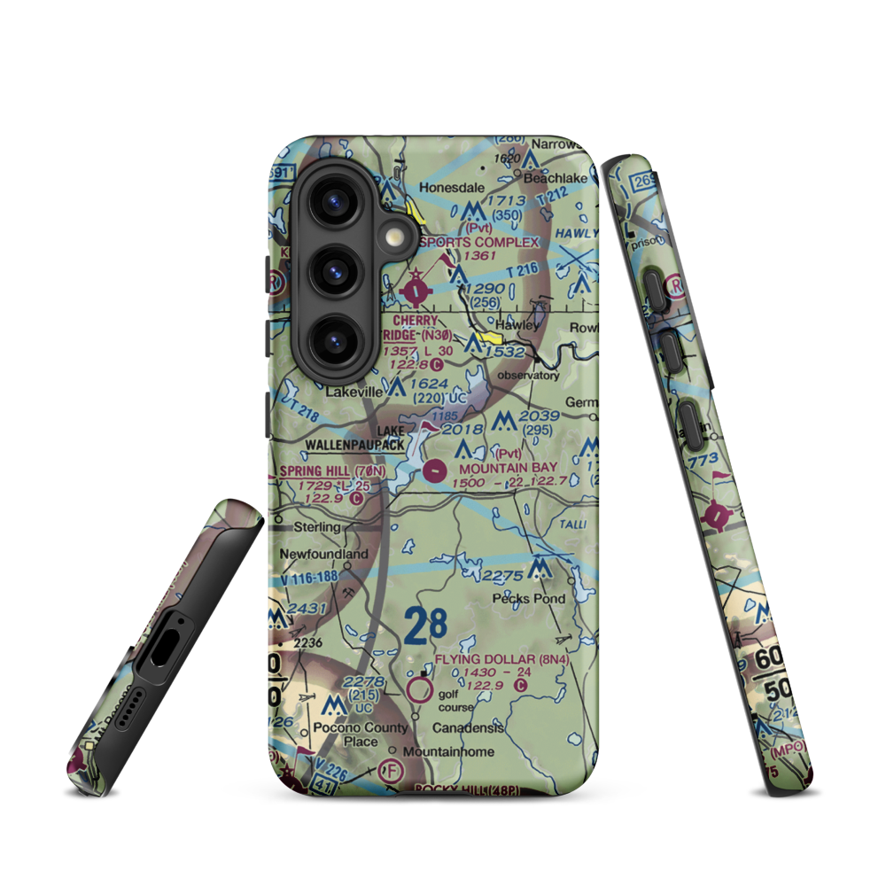 Mountain Bay Air Park Inc Airport (PA49) VFR Sectional Samsung Phone Case Samsung Galaxy S24 model shown