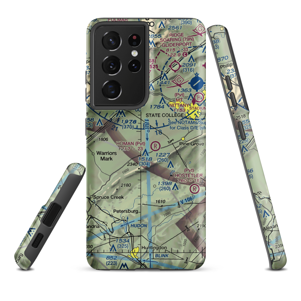 Mountain Hide-Away Airport (3PS4) VFR Sectional Samsung Phone Case Samsung Galaxy S21 Ultra model shown