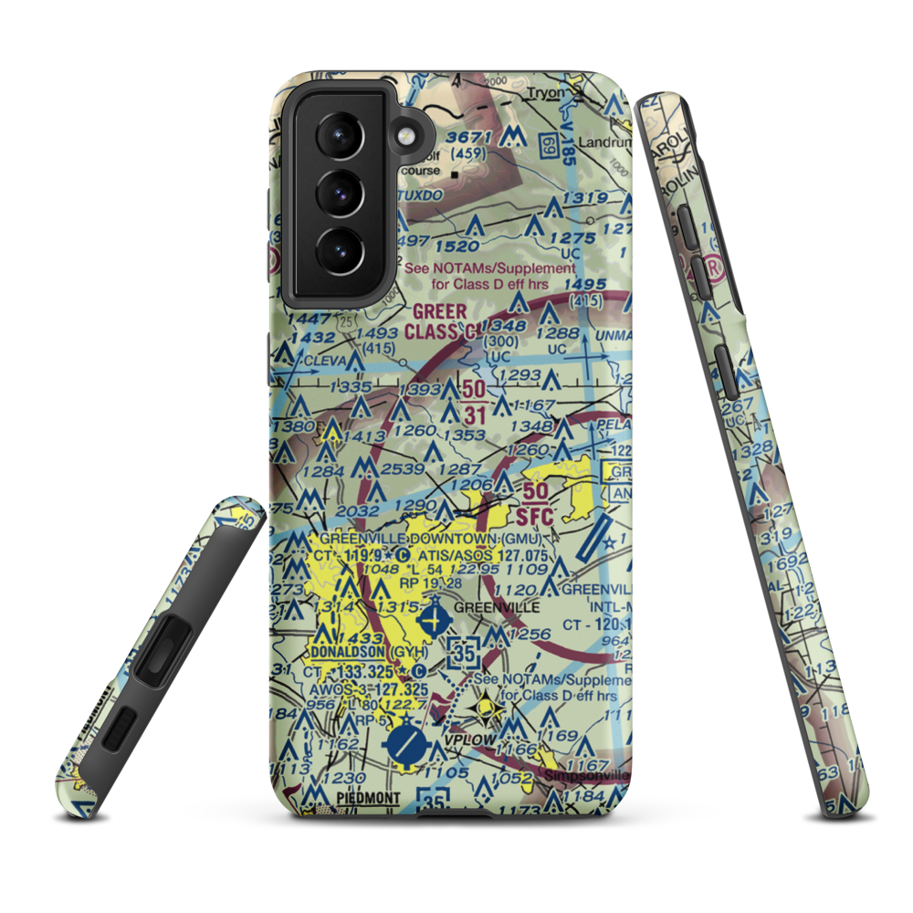 Mountain Ridge Airport (25SC) VFR Sectional Samsung Phone Case Samsung Galaxy S21 Plus model shown