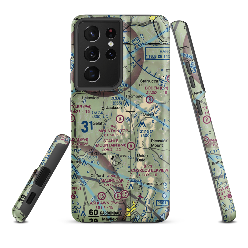 Mountain Top Airport (4PS4) VFR Sectional Samsung Phone Case Samsung Galaxy S21 Plus model shown