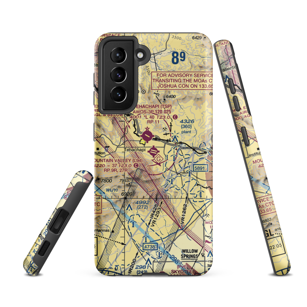 Mountain Valley Airport (L94) VFR Sectional Samsung Phone Case Samsung Galaxy S21 FE model shown