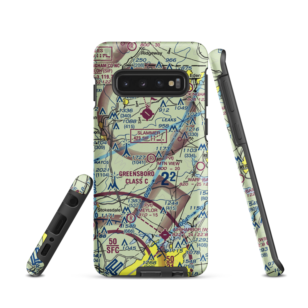 Mountain View Aerodrome (NC37) VFR Sectional Samsung Phone Case Samsung Galaxy S10 model shown
