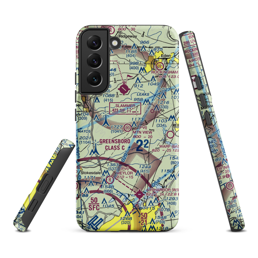 Mountain View Aerodrome (NC37) VFR Sectional Samsung Phone Case Samsung Galaxy S22 Plus model shown