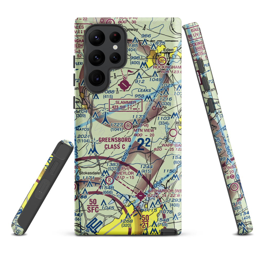 Mountain View Aerodrome (NC37) VFR Sectional Samsung Phone Case Samsung Galaxy S22 Ultra model shown